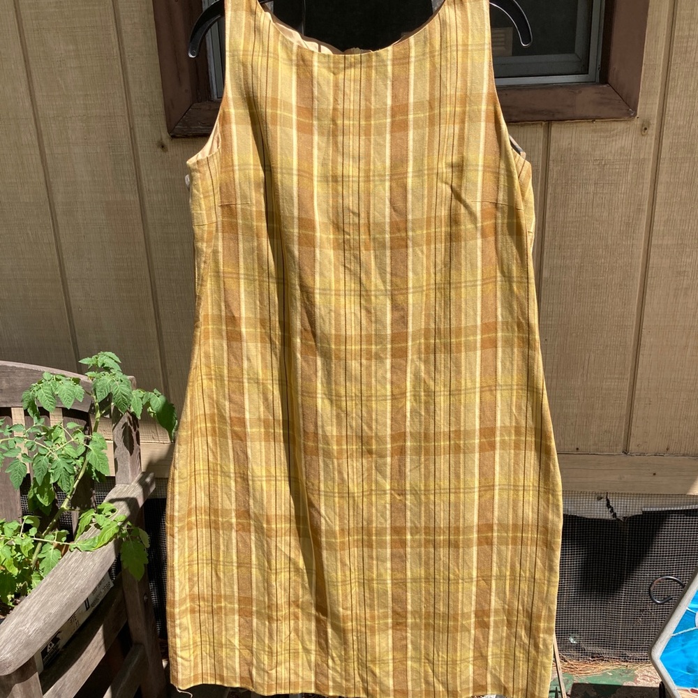 Casual Corner sz 14 sleeveless mustard-gingham